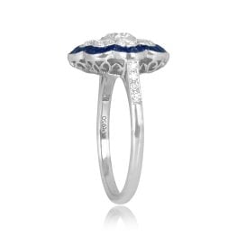 center diamond floral platinum diamond and sapphire Ladia Ring ASS224 TSV