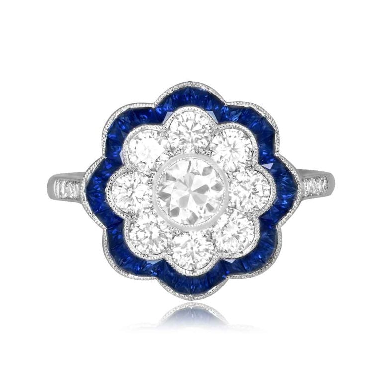 Floral Diamond and Sapphire Ladia Ring