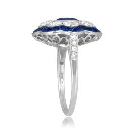1.71 carat round cut sapphire floral diamond accent Weston Ring ASS225 TSV