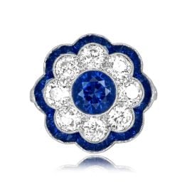 1.72ct round cut sapphire platinum floral Weston Ring ASS225 TV
