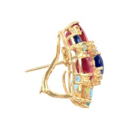cluster design earrings mixed gemstone yellow gold Markley Earrings ASS6074 TSV