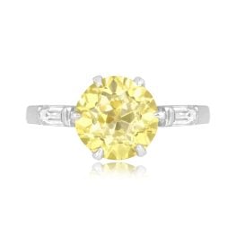 2.76ct fancy intense yellow old European diamond Merrimac Ring DS105 TV