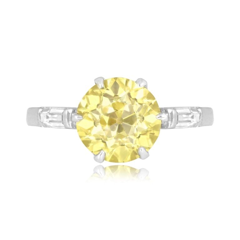 GIA 2.76ct Fancy Intense Yellow Diamond Merrimac Ring