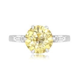 2.76ct fancy intense yellow old European diamond Merrimac Ring DS105 TV
