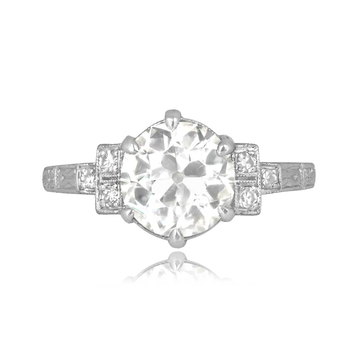 Stacked from 29 images. Method=C (S=1) 1.59 carat old European cut diamond platinum Spearville Ring 15963 TV