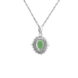 oval cabochon jade pendant floral diamond design Skidmore Pendant 16259 BV