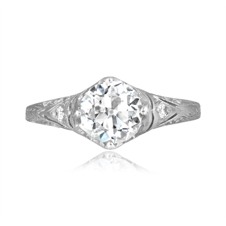 GIA 1.31ct Old European Cut Diamond Platinum Engagement Ring, Seville
