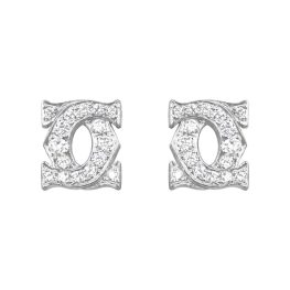Cartier 2C 18k white gold pave set diamond Cartier Earrings 16273 TV