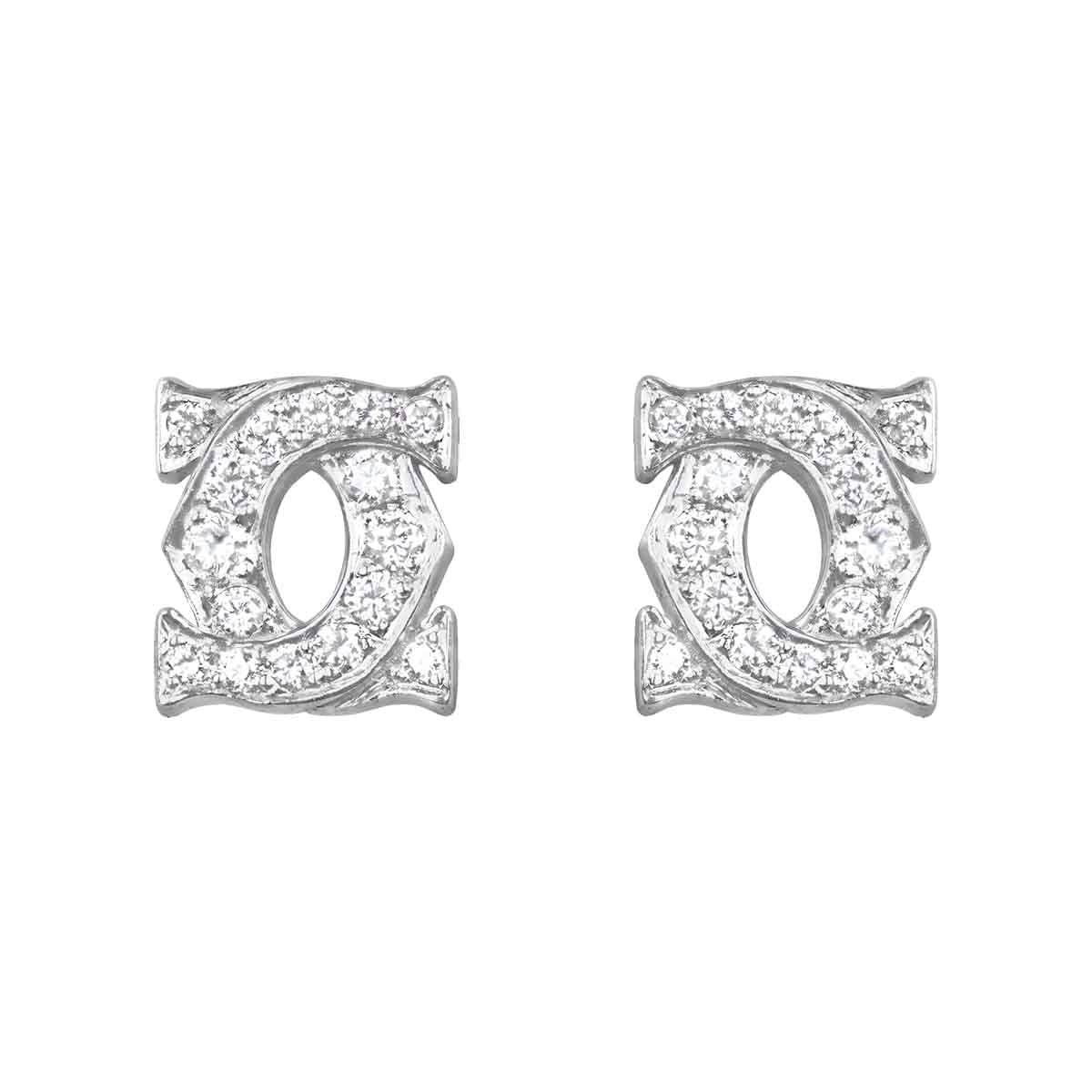 Stacked from 12 images. Method=C (S=1) Cartier 2C 18k white gold pave set diamond Cartier Earrings 16273 TV