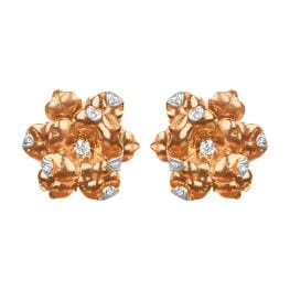 Retro 18k rose gold and white gold floral diamond Kinsley Earrings 16277