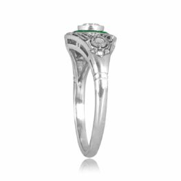 Antique 0.20 old European cut diamond and emerald platinum Faunce Ring 16281 TSV