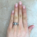 Art Deco Diamond and Emerald Engagement Faunce Ring Hand Picture f1 16281