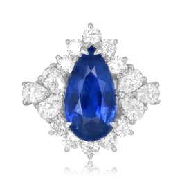 3.78 carat pear shape sapphire white gold diamond Bingham Ring ASHI102 TV