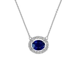 1.75 carat oval cut sapphire diamond halo Elyria Necklace ASHI103 TV