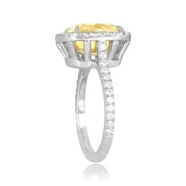 5.01ct cushion cut yellow diamond platinum diamond halo Caineville Ring J1201 TSV