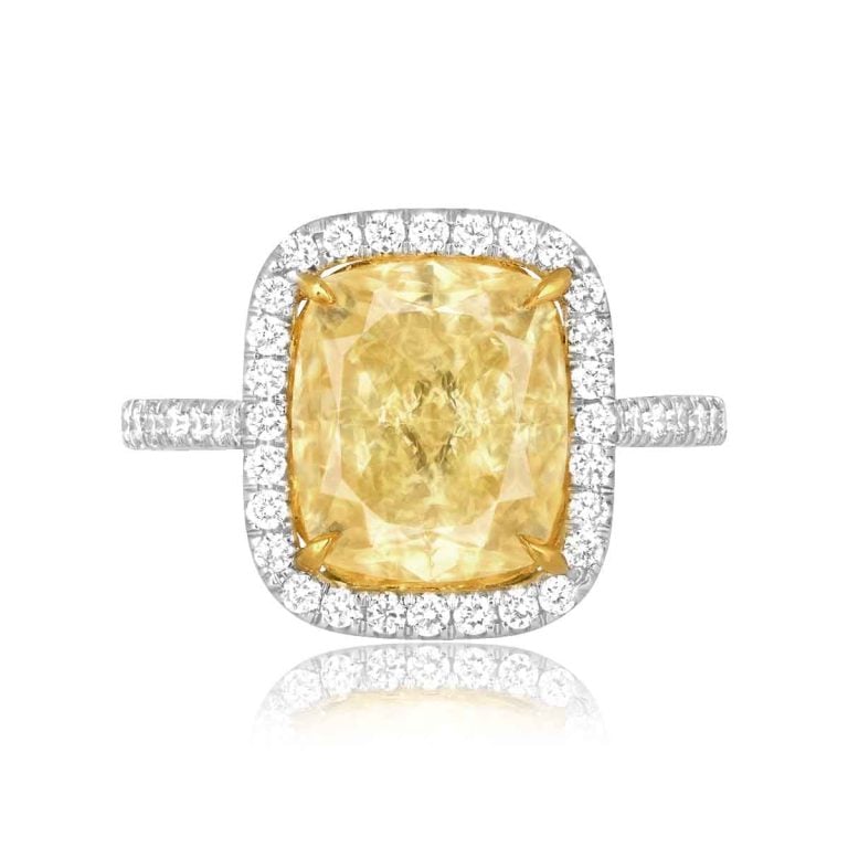 5.01ct GIA Yellow Diamond Halo Caineville Ring