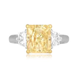 3 carat radiant cut yellow diamond platinum diamond accent Calada Ring J1292 TV