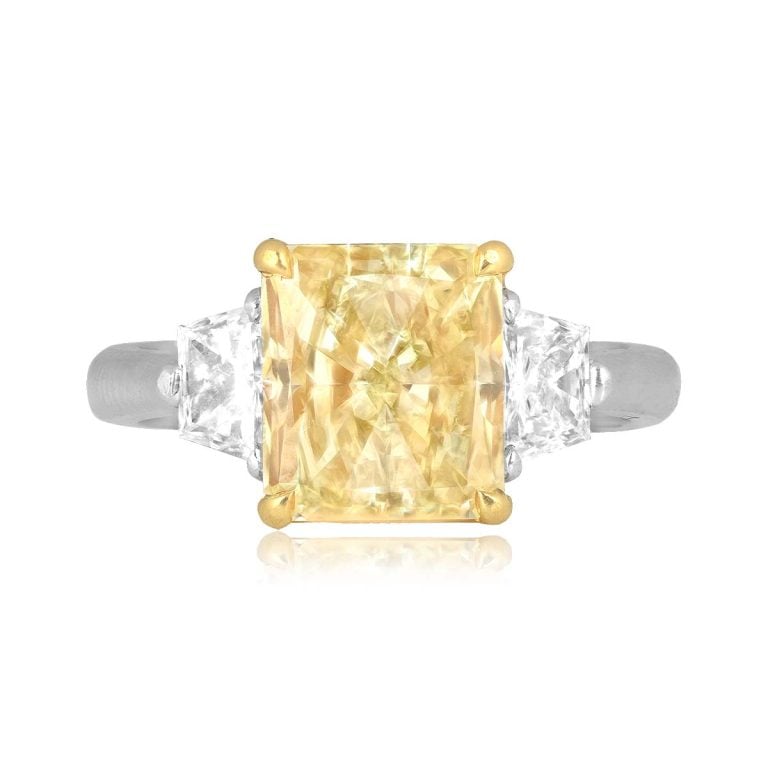 3ct GIA Radiant Cut Fancy Yellow Diamond Calada Ring