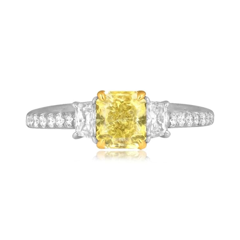 1.41ct GIA Fancy Intense Yellow Diamond Lanfair Ring