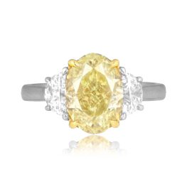 3.06 carat oval cut fancy yellow diamond platinum Barnwell Ring TV JR07