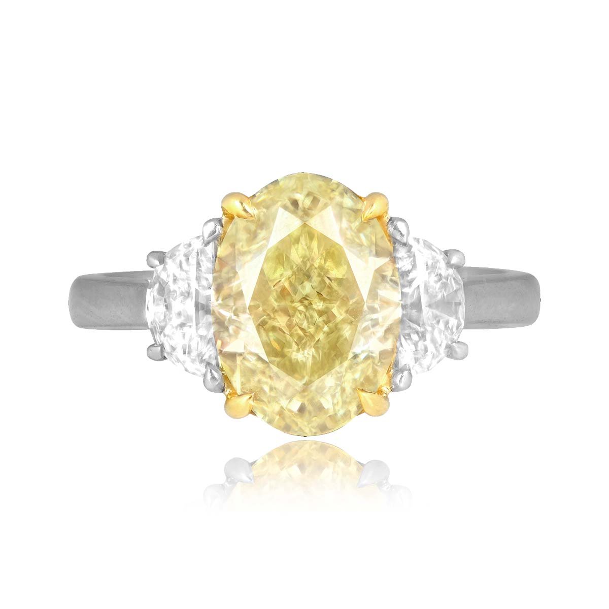 Stacked from 39 images. Method=C (S=1) 3.06 carat oval cut fancy yellow diamond platinum Barnwell Ring TV JR07