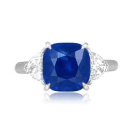 5.67 carat cushion cut Kashmir sapphire platinum Harlan Ring RSD10007 TV