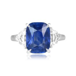 5.53 carat cushion cut Kashmir sapphire platinum Denison Ring RSD1001 TV