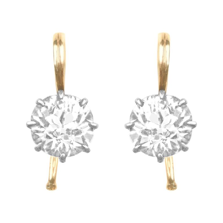 Antique, Victorian Era Diamond Tieton Earrings, Circa 1890