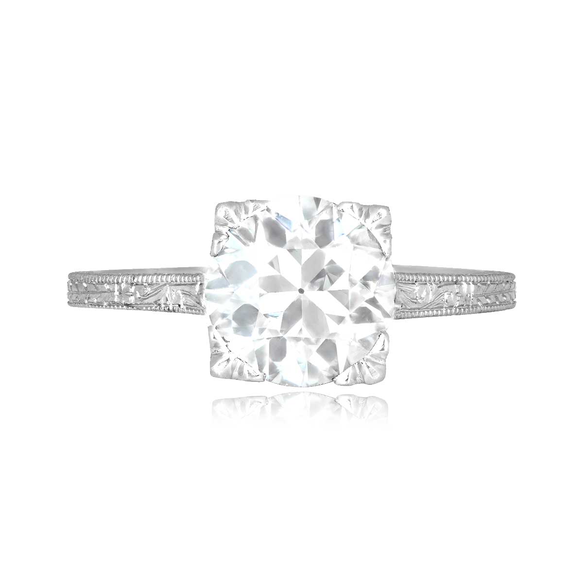 Stacked from 33 images. Method=C (S=1) Art Deco 1.74 carat old European cut diamond platinum Burgess Ring 15703 TV