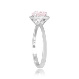 round cut 0.97 carat kunzite white gold diamond halo Halstad Ring 16338 TSV