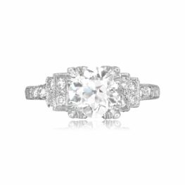 Art Deco 1.61 old European cut diamond platinum Colby Ring 15850 TV