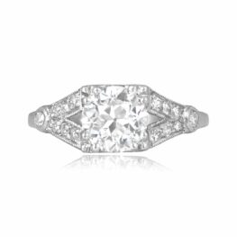 Antique 0.95 carat old European cut diamond platinum Bavaria Ring 15966 TV