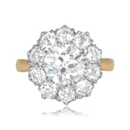 1.43 carat old European cut diamond platinum on gold Fontanelle Ring 16076 TV