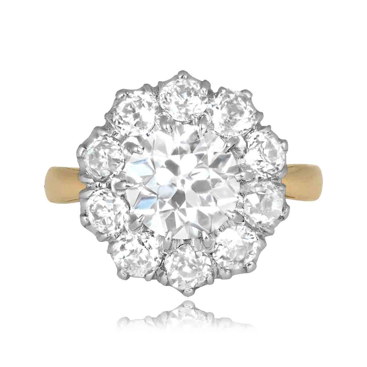 Stacked from 26 images. Method=C (S=1) 1.43 carat old European cut diamond platinum on gold Fontanelle Ring 16076 TV