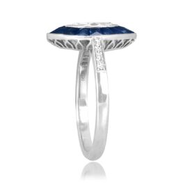 0.50 carat Marquise Diamond and Sapphire Halo Navan Ring 16230 TSV