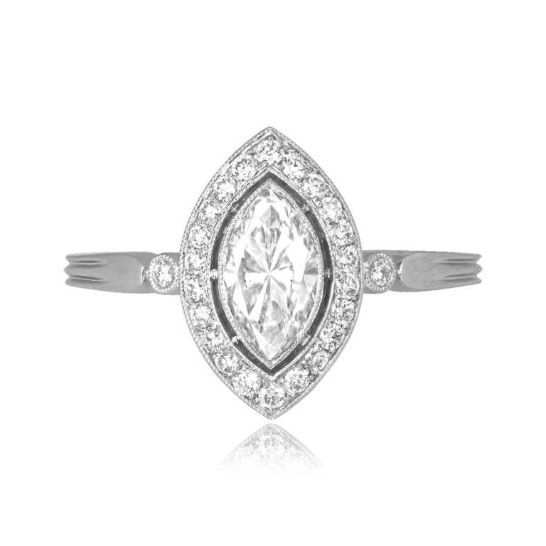 0.50ct Marquise Cut Diamond Halo Haskell Ring