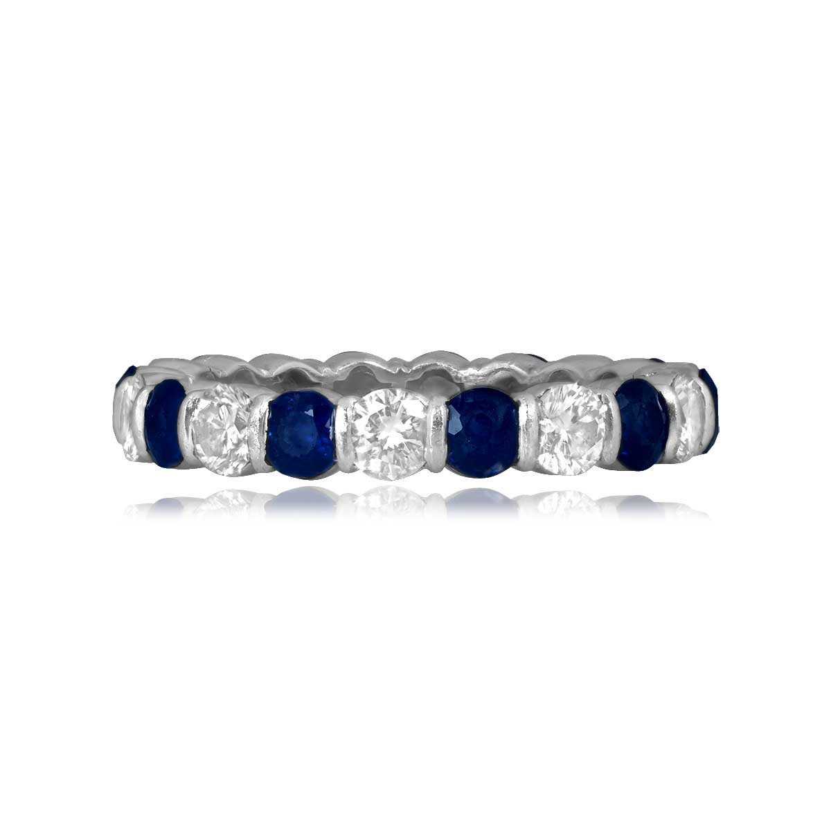 Stacked from 29 images. Method=C (S=1) vintage diamond and sapphire platinum wedding band Tiffany Band 16308 TV
