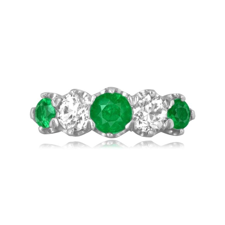 Five Stone Emerald and Diamond Guernsey Ring
