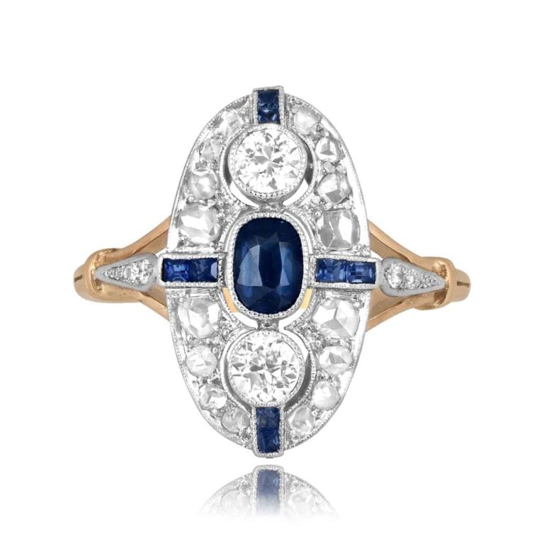 Edwardian Era Sapphire and Diamond Arbon Ring, Circa 1905