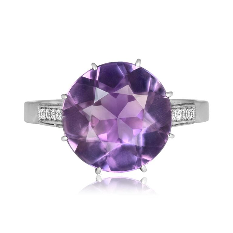 Art Deco 6.41ct Amethyst and Diamond Natoma Ring, Circa 1930