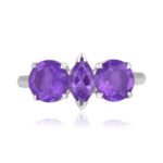 Vintage marquise and round cut amethyst three stone Carleton Ring 16329 TV