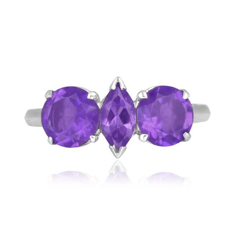 Vintage Amethyst Three Stone Carleton Ring, Circa 1950