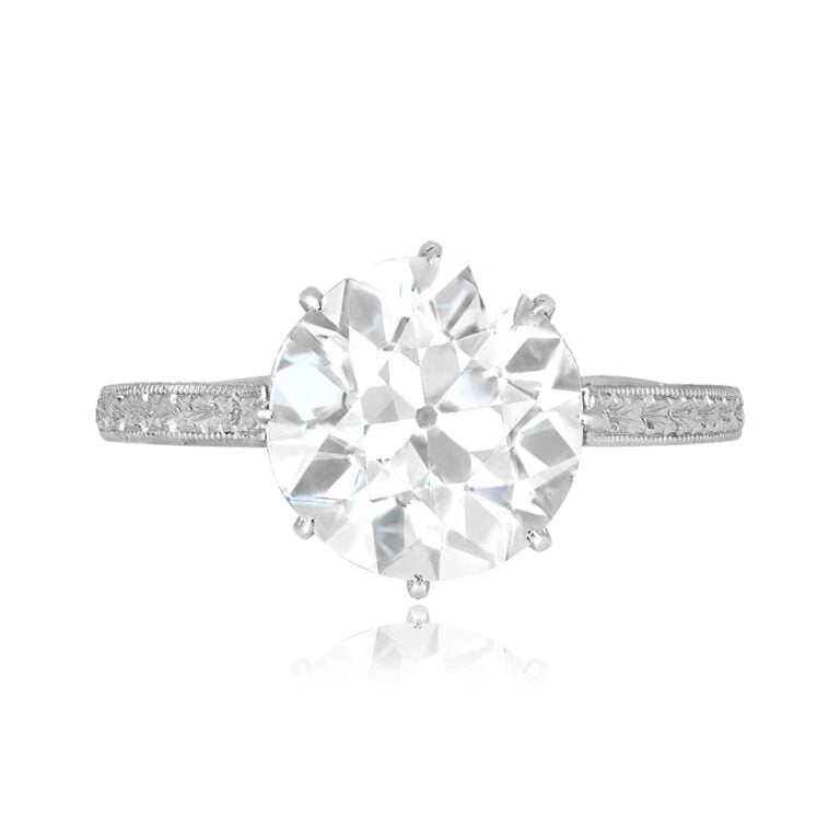 French Antique GIA 3.09ct Diamond Parsons Ring, Circa 1920