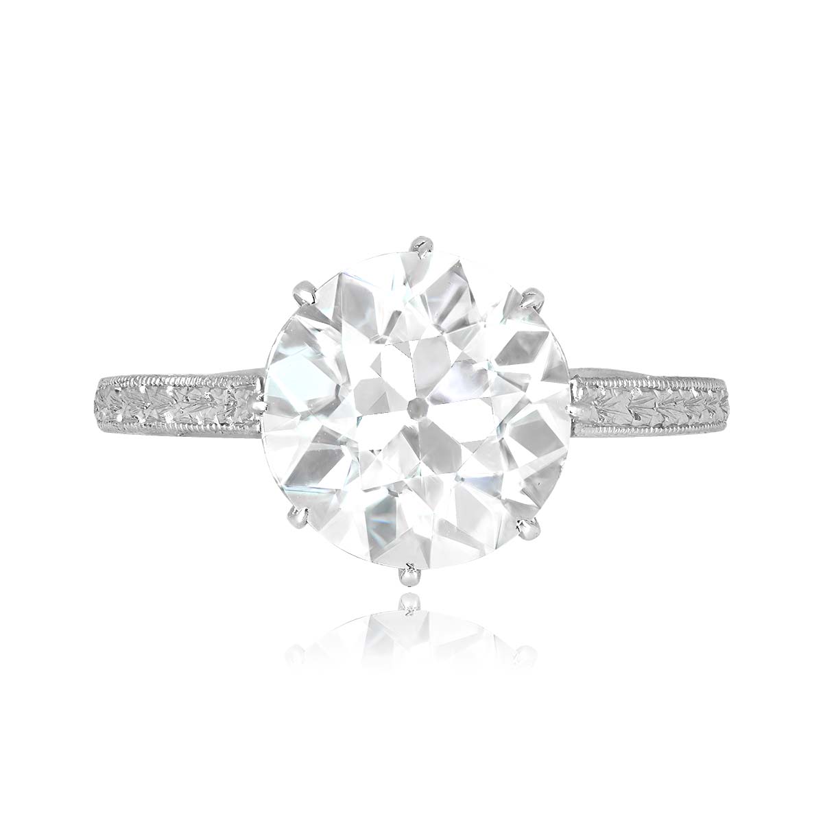Stacked from 37 images. Method=C (S=1) Antique Art Deco 3.09ct old European cut diamond platinum Parsons Ring 16332 TV