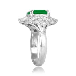 Vintage 3.51ct Emerald platinum diamond halo Arnold Ring 16334 TSV