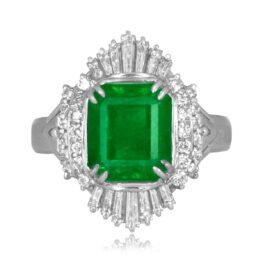 mid-century 3.51ct emerald cut emerald platinum Arnold Ring 16334 TV