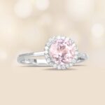 0.97ct Kunzite and Diamond Halo Halstad Ring 16338 Artistic