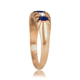 Victorian English Three-Stone Sapphire yellow gold Brittons Ring 16343 TSV
