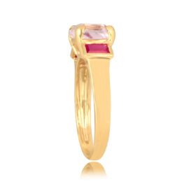 2.02ct Cushion Cut Kunzite yellow gold accent Scoville Ring 16347 TSV