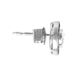 Diamond and Sapphire Halo platinum Elvaston Earrings 16351 TSV